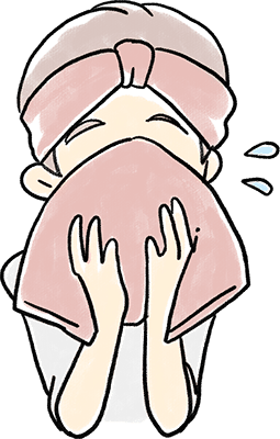 蒸しタオルで温めるとよく浸透します。